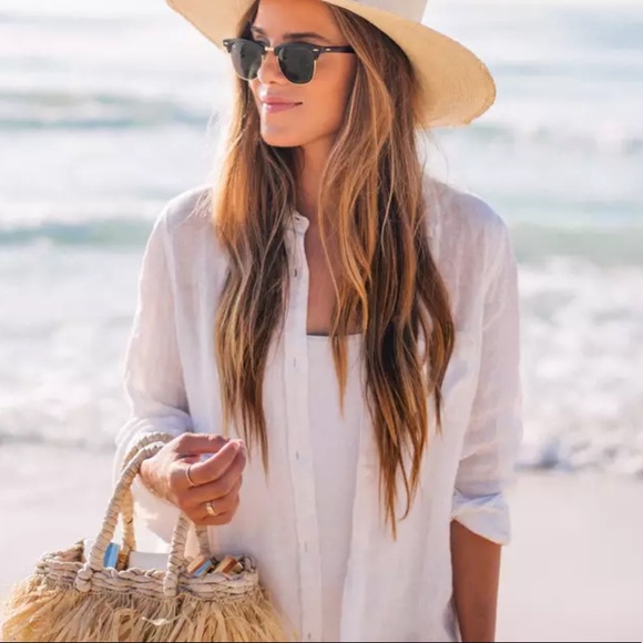 White Oversized Button Down Gauze Shirt - Picture 5 of 10